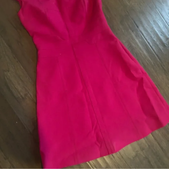 Karen Millen Hot Pink Dress Size 4 Tailored Gold Detail Work Church - Picture 3 of 10